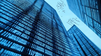 Futuristic City Skyline Digital Data AI SEO Keywords Drones