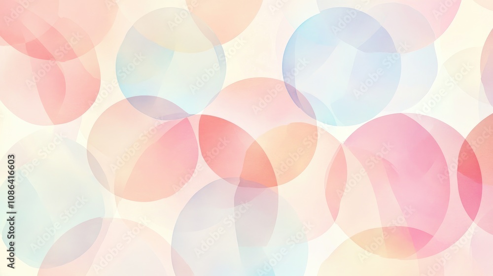 Poster circle and line pattern in pastel shades, forming a soft and modern geometric abstract background