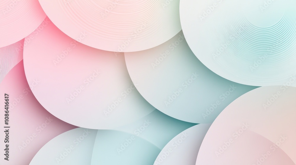 Poster circle and line pattern in pastel shades, forming a soft and modern geometric abstract background