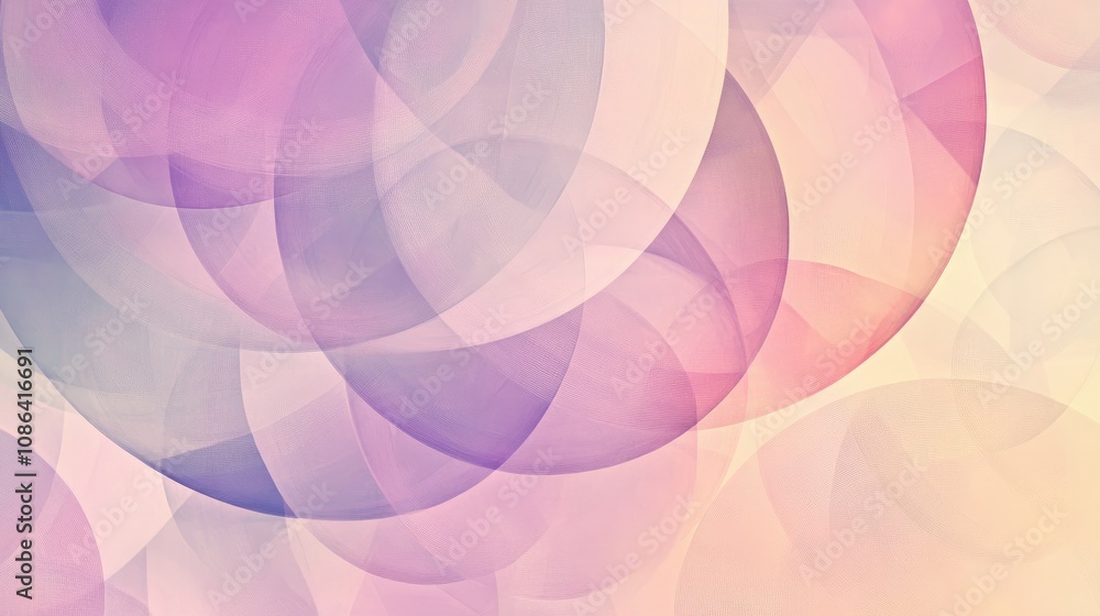 Poster circle and line pattern in pastel shades, forming a soft and modern geometric abstract background