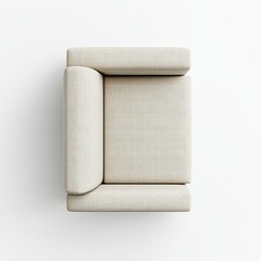 A top-down view of a stylish, textured lounge chair showcasing a modern design with a neutral color palette.