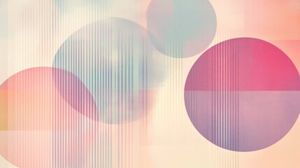 Naklejka premium Circle and line pattern in pastel shades, forming a soft and modern geometric abstract background