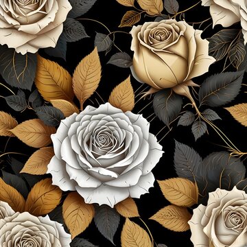 Black background  with roses