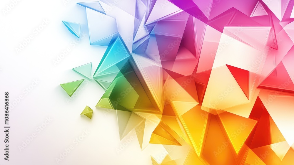 Aufkleber colorful polygon shapes with soft shadows, overlapping on a white background for a clean and modern 