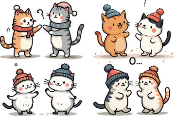 Cats in Winter Hats Playing