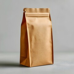 A brown coffee paper bag packaging mockup with spilled coffee beans on a coffee table, a mockup in Photoshop and Photoshop Elements, a mockup in PSD, a mockup for marketing, a mockup for packaging
