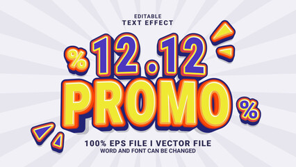 editable 3d 12 12 promo bold text effect.typhography logo
