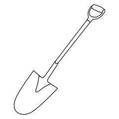 shovel line vector illustration
