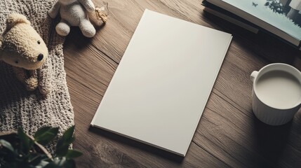 Simple Cozy Home Workspace with Blank Journal