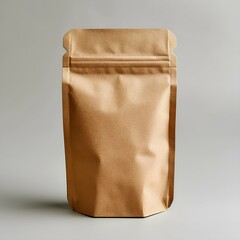 A brown coffee paper bag packaging mockup with spilled coffee beans on a coffee table, a mockup in Photoshop and Photoshop Elements, a mockup in PSD, a mockup for marketing, a mockup for packaging