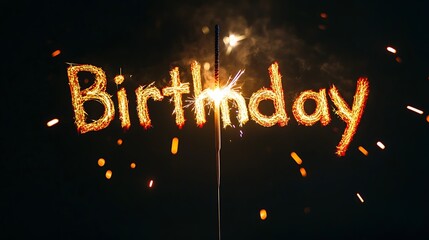 Happy Birthday Written in Sparkler Light