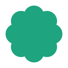 green flower label geometric shape