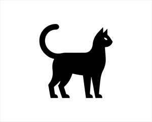 Black silhouette cat vector, Cat silhouette icon illustration.