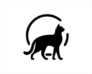 Black silhouette cat vector, Cat silhouette icon illustration.