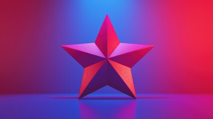 Obraz premium Red 3D Star Neon Lights Abstract Background Award Success Achievement