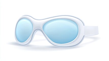Fototapeta premium White Goggles with Blue Lenses on a White Background
