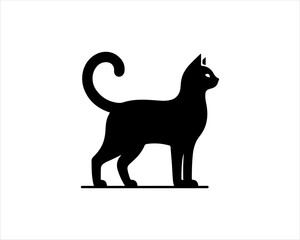 Black silhouette cat vector, Cat silhouette icon illustration.