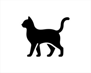 Black silhouette cat vector, Cat silhouette icon illustration.
