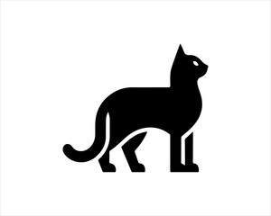 Black silhouette cat vector, Cat silhouette icon illustration.