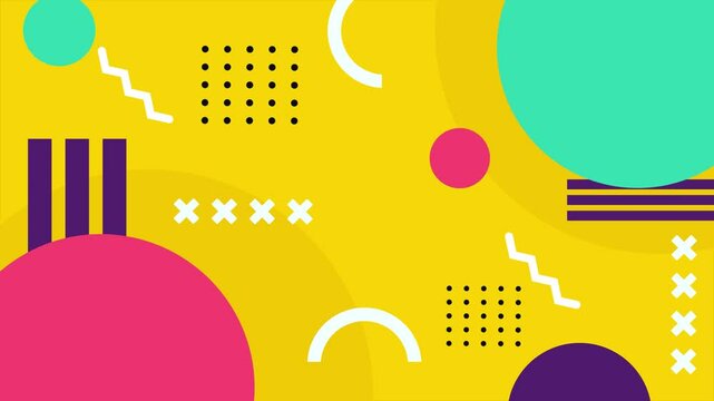 geometric design with bold shapes and stylish modern lines on yellow background seamless 4k video background motion pop art design
