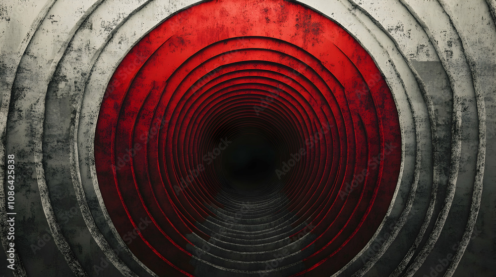 Poster abstract vector design with concentric circles and red accents in futuristic style