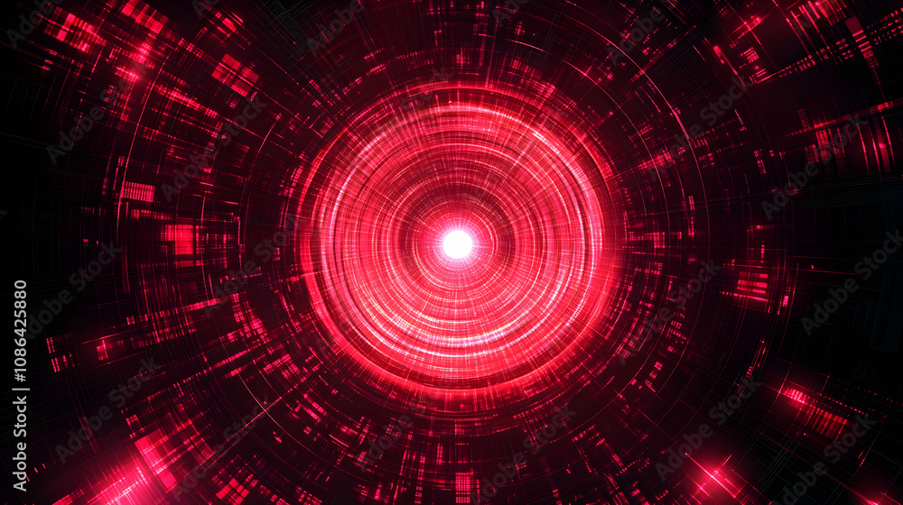 Aufkleber abstract vector design with concentric circles and red accents in futuristic style