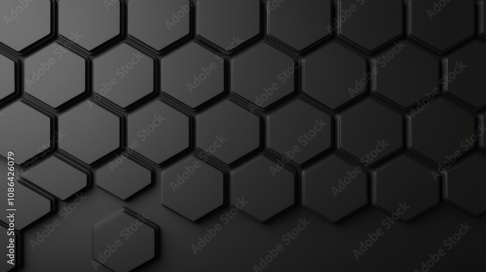 Poster abstract dark hexagon pattern background 3d render
