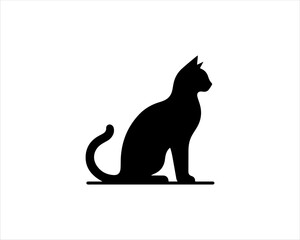 Black silhouette cat vector, Cat silhouette icon illustration.