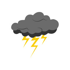 Cloud rain thunderstorm bad weather icon isolated on white background. Illustration