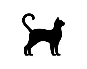 Black silhouette cat vector, Cat silhouette icon illustration.