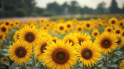 Fototapeta premium Freshly picked sunflowers in a field, wildflowers, , sunflower fields