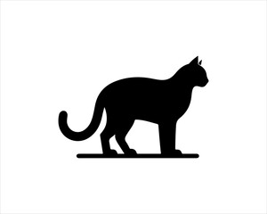 Black silhouette cat vector, Cat silhouette icon illustration.