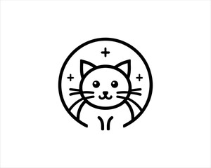 minimal lines Cat icon illustration.