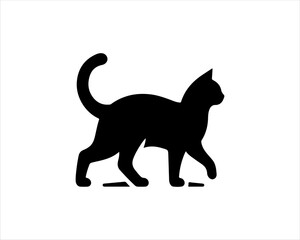 Black silhouette cat vector, Cat silhouette icon illustration.
