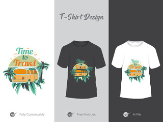 Time to travel T-shirt design  bundle summer beach vacation t-shirts  vector design with  lettering typography mockup template 