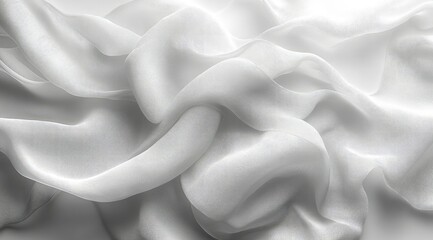 Obraz premium Soft, flowing white fabric with elegant drapes and folds, creating a luxurious texture.