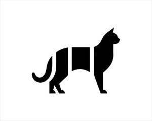 Black silhouette cat vector, Cat silhouette icon illustration.