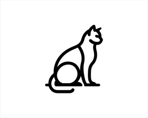 Black silhouette cat vector, Cat silhouette icon illustration.