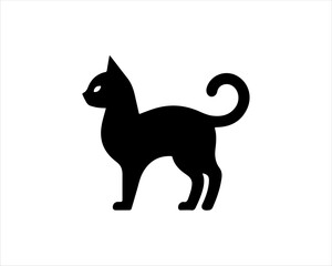 Black silhouette cat vector, Cat silhouette icon illustration.
