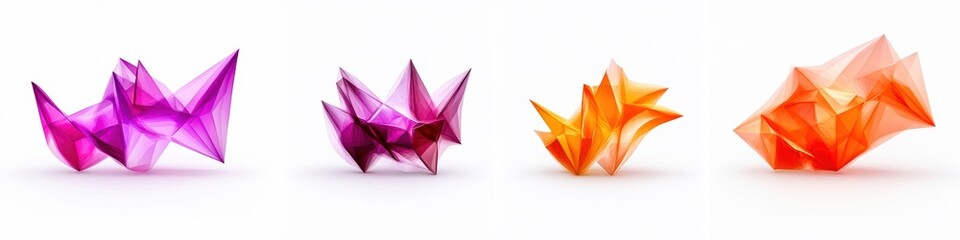 Abstract colorful shapes in vibrant hues of purple and orange, creating a dynamic visual effect with flowing forms.