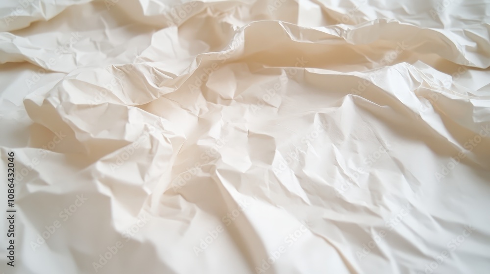 Poster crumpled white paper texture background abstract design element