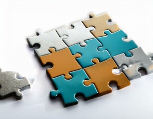 Fototapeta premium Business concept details of a puzzle on white background