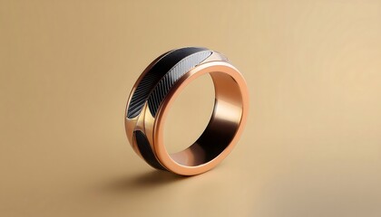 Adjustable ring with abstract shapes, art deco influence, 3D illustration. ring jewelry, trendy, aesthetic.