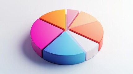 Fototapeta premium Colorful 3D Pie Chart Representation for Data Visualization and Statistical Analysis Showing Segments in Vibrant Colors for Professional Use