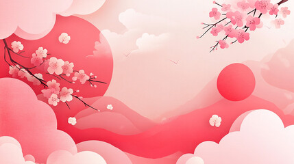 Elegant korean traditional vector illustration with a pink circle