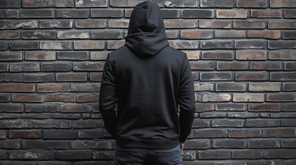 Man in Black Hoodie Standing in Front of a Brick Wall