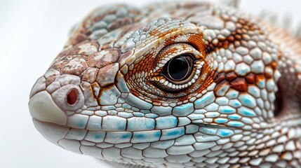 Close-Up of a Lizard with Realistic Details on a White Background