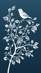 Colorful bird nestled on a cherry branch amidst