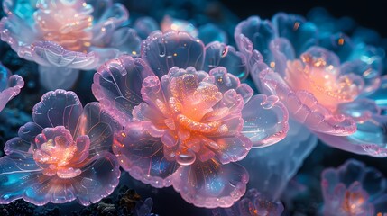 Naklejka premium digital technology holographic rainbow crystal flower illustration poster background