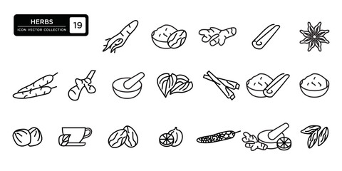 Herbs icons collection, editable and resizable vector icon templates